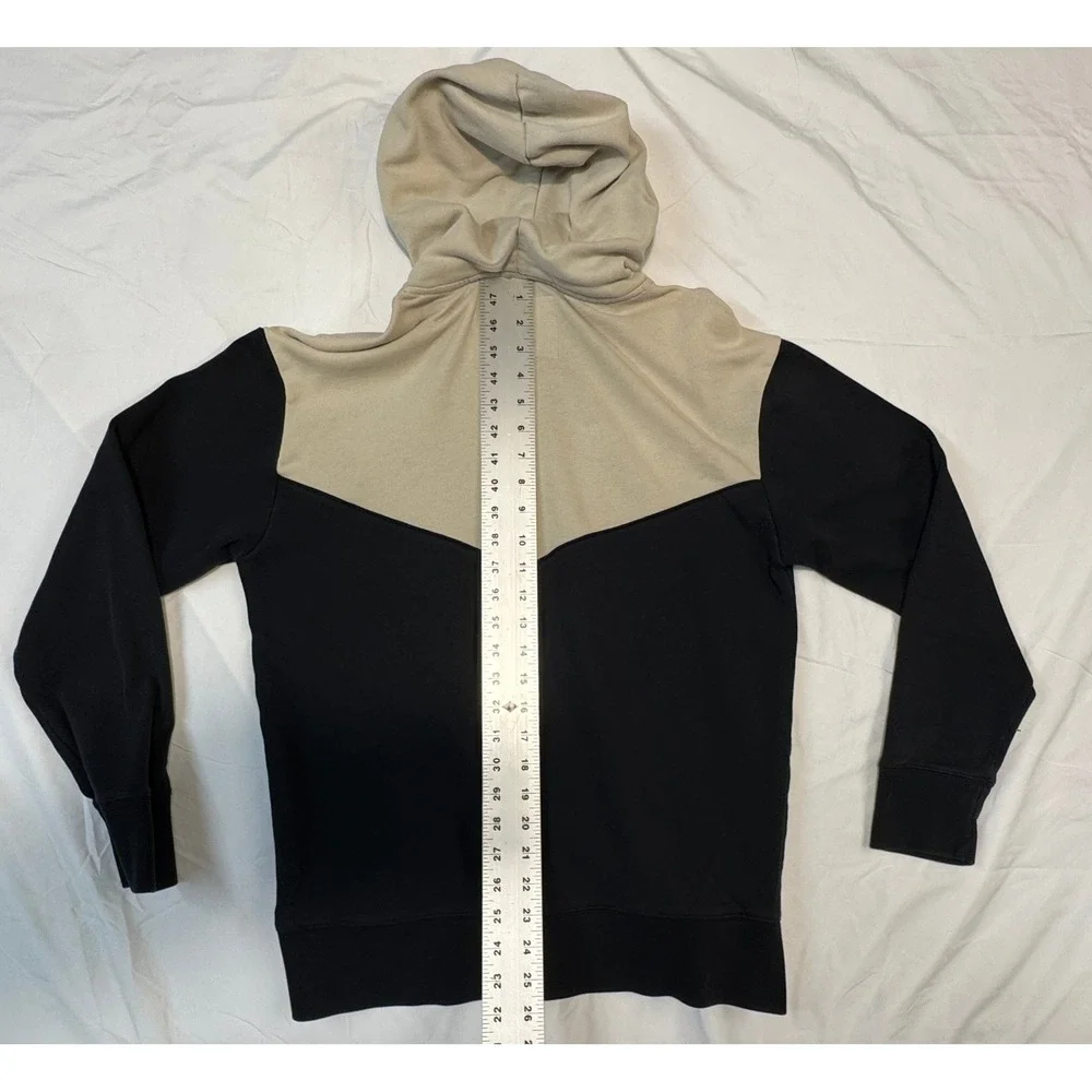 Hollister Mens Colorblock Hoodie Tan Black Chevron Logo Pullover Medium 322F2236